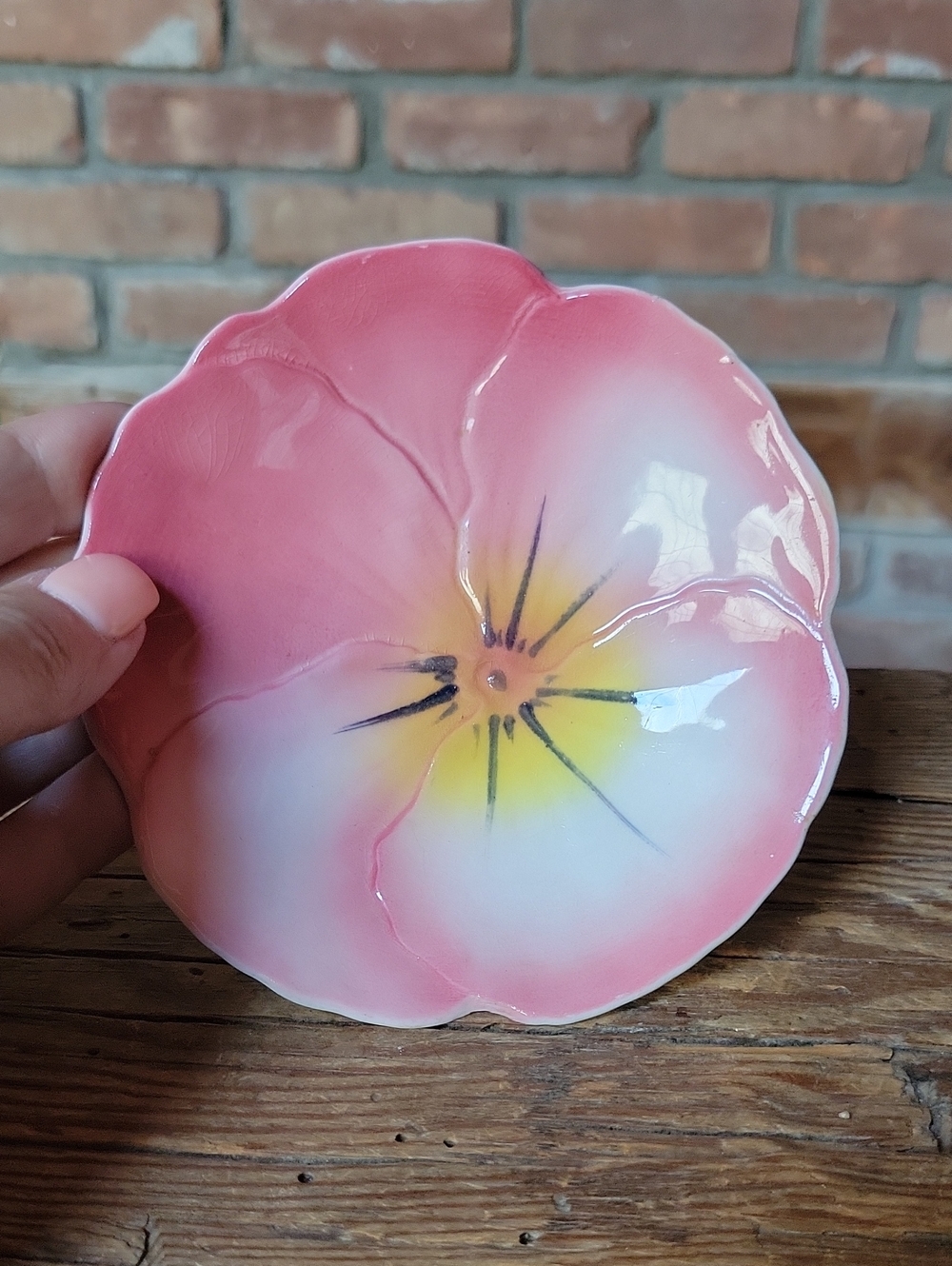 Vintage Royal Grafton Pansy Hand-Painted Pink Floral Porcelain Trinket Dish